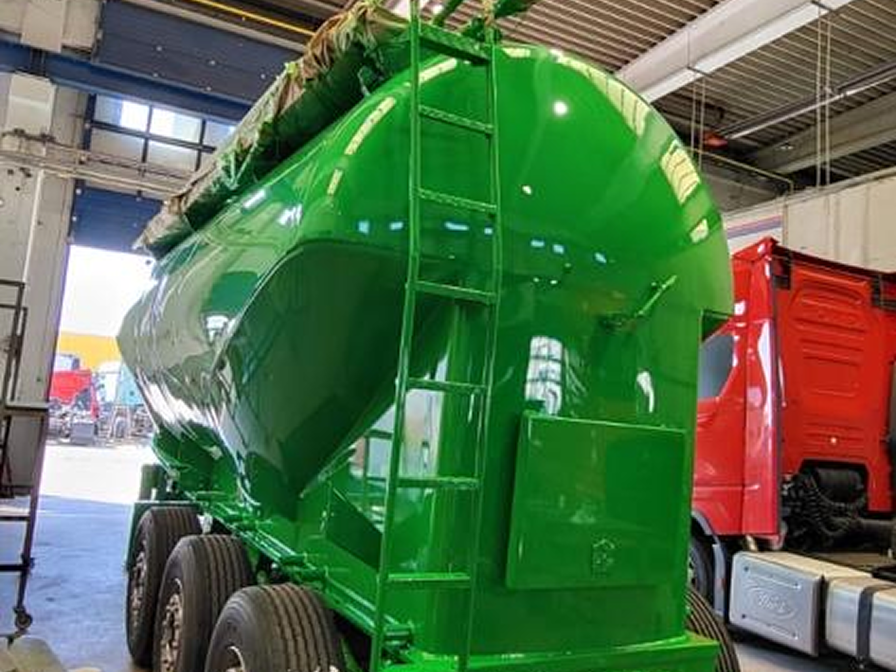 a painted fuel tank in the garage
